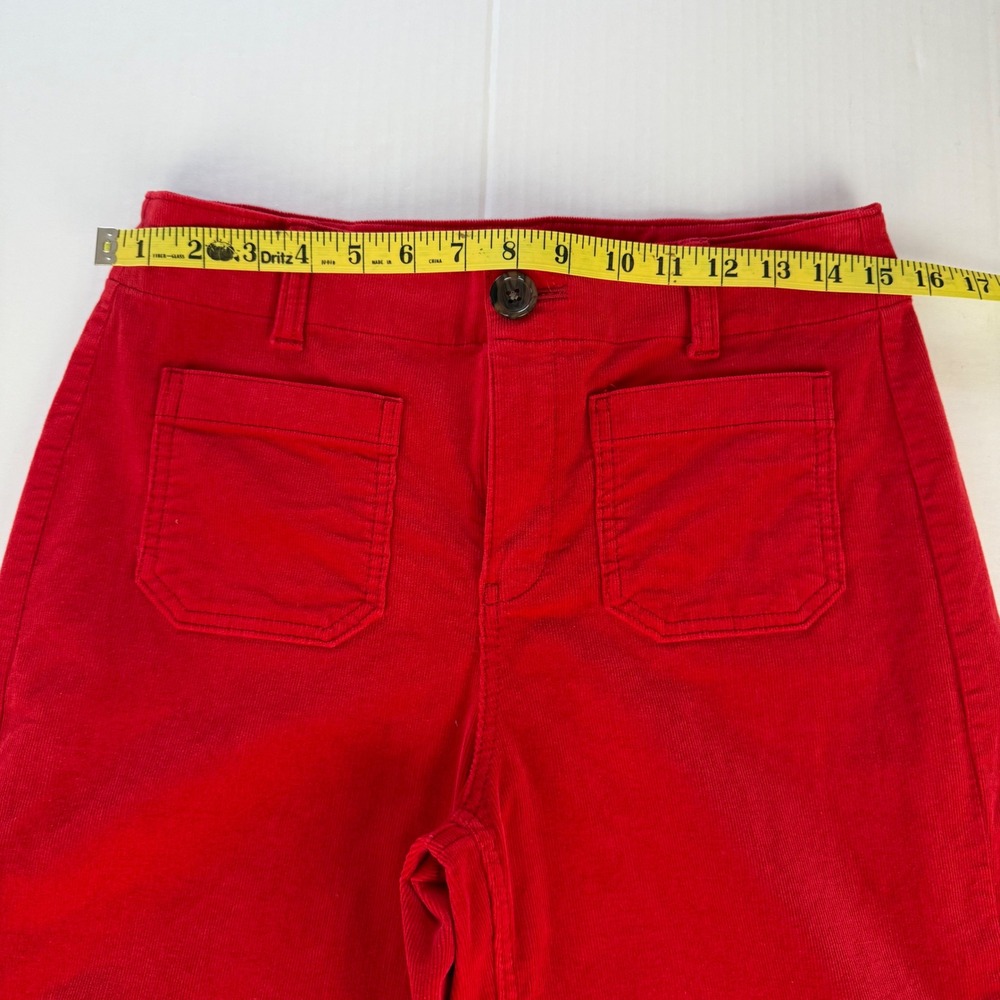 Talbots Red Corduroy Wide Leg Patch Pocket Pants High Rise Size 4 High Waist - Picture 6 of 11
